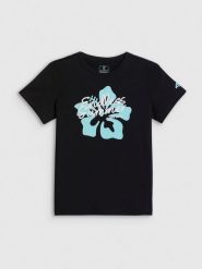 4F T-shirt regular z nadrukiem dziewczęcy - czarny 158 (12-13 lat). Czarne t-shirty i topy dla dziewczynek 4f, bez wzorów, z bawełny, bez ramiączek. Za 39.99 zł.