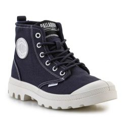 Buty Palladium Pampa Blanc 78882-480-M niebieskie. Niebieskie trampki męskie bez wzorów, z gumy, eleganckie, bez zapięcia. Za 517.53 zł.