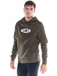 Bluzy z kapturem męskie w odcieniach ziemi z nadrukowanym logo. Zielone bluzy męskie LEONE 1947 APPAREL, m, bez wzorów, z bawełny, z kapturem. Za 126.26 zł.