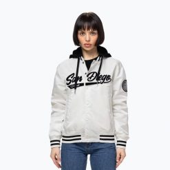 Kurtka damska Pitbull Angela San Diego Hooded Varsity. Białe kurtki damskie PITBULL, m, bez wzorów, z materiału, bez kaptura. Za 229.99 zł.