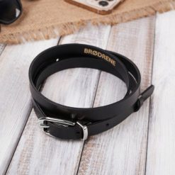 Pasek Skórzany Damski OPD-28 Brødrene Czarny 95 cm. Czarne paski damskie bez wzorów, z materiału, biznesowe. Za 43.99 zł.