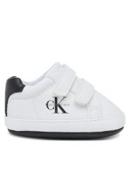 Calvin Klein Sneakersy Low Cut Velcro Sneaker V0B9-83145-1582 Biały. Białe buty sportowe chłopięce Calvin Klein, bez wzorów, ze skóry, bez zapięcia. Za 189.99 zł.