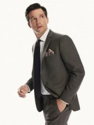 Marynarka slim fit z wełną - ciemnobrązowy. Brązowe marynarki męskie Reserved, bez wzorów, z tkaniny. Za 459.99 zł.