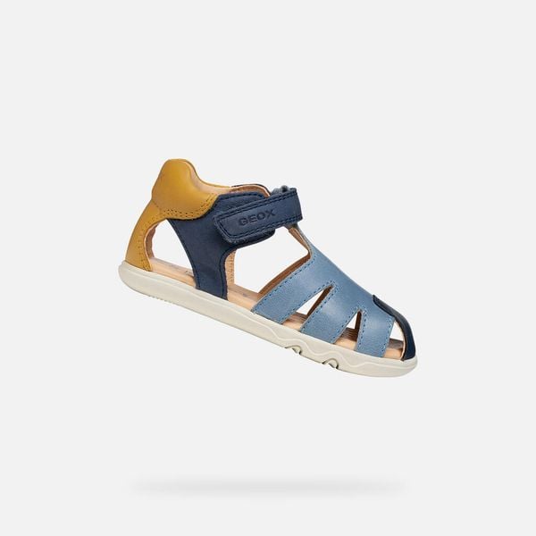 Sandały GEOX B SANDAL STEPPIEUP Niebieski. Niebieskie sandały męskie Geox, ze skóry, bez zapięcia. Za 187.99 zł.