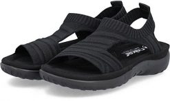 Rieker Sandals Sandały sportowe damskie 64850-00 czarne 37. Czarne sandały damskie Rieker, bez wzorów, bez obcasa, bez zapięcia. Za 212.02 zł.