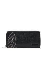 Desigual Portfel 25SAYP09 Czarny. Czarne portfele damskie Desigual, bez wzorów, ze skóry. Za 189.99 zł.