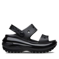 Sandały Crocs. Czarne sandały damskie Crocs, bez wzorów, bez obcasa, na koturnie, bez zapięcia. Za 189.99 zł.