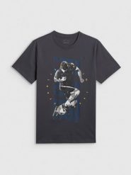 4F T-shirt regular z nadrukiem męski - szary XL. Szare koszulki sportowe męskie 4f, m, bez wzorów, z bawełny, bez kołnierzyka, bez ramiączek. Za 69.99 zł.