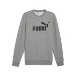 Bluza Męska Logo Dekolt W Szpic Essentials No 1. Szare bluzy męskie Puma, m, bez wzorów, bez kaptura, do biegania. Za 129.00 zł.