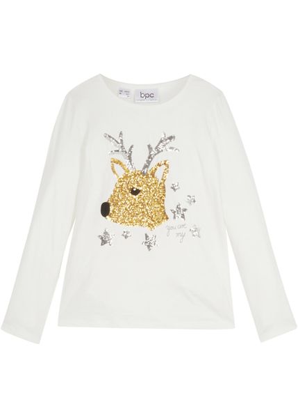 Shirt z długim rękawem, z czystej bawełny organicznej. Białe t-shirty i topy dla dziewczynek bonprix, bez wzorów, z bawełny, bez ramiączek. Za 49.99 zł.