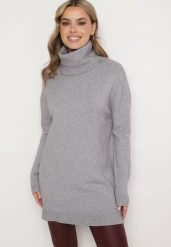 Jasnoszary Golf z Modalem i Wiskozą Zesalttia. Szare swetry damskie Born2be, m, bez wzorów, z jeansu, biznesowe, bez kołnierzyka, bez ramiączek, bez kaptura. Za 84.99 zł.
