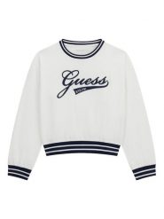 Guess Bluza J6YI30 K3765 Biały Regular Fit. Białe bluzy dla dziewczynek Guess, z aplikacjami, z bawełny, bez ramiączek, bez kaptura. Za 154.99 zł.