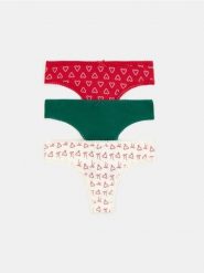 Majtki stringi z motywem świątecznym 3 pack - wielobarwny. Stringi damskie Sinsay, l, bez wzorów. Za 19.99 zł.