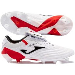 Buty piłkarskie korki Joma Aguila Cup treningowe lanki bez skarpety FG. Białe buty sportowe męskie Joma, bez wzorów. Za 159.99 zł.