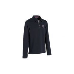Koszulka polo jeździecka Blason męska. Niebieskie bluzki z długim rękawem męskie FOUGANZA, z bawełny, z długim rękawem. Za 99.99 zł.