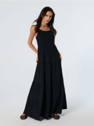 Sukienka maxi z efektem stopniowania - czarny. Czarne sukienki damskie Sinsay, l, bez wzorów, boho, bez kołnierzyka, bez ramiączek, maxi. W wyprzedaży za 45.99 zł.