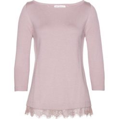 Sweter z koronkowymi wstawkami bonprix matowy jasnoróżowy. Swetry damskie bonprix. Za 49.99 zł.