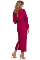 Elegancka sukienka z odkrytymi plecami i rozcięciem fiolet. Sukienki damskie Sukienki.shop, na imprezę, s, bez wzorów, eleganckie, bez kołnierzyka, bez ramiączek. W wyprzedaży za 286.00 zł.