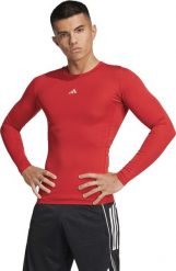 Koszulka męska adidas Techfit Long Sleeve Tee czerwona JP2926 S. Czerwone bluzki z długim rękawem męskie Adidas, m, bez wzorów, bez kołnierzyka. Za 115.69 zł.