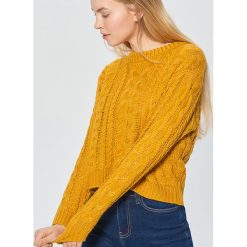 Sweter z ozdobnym splotem - Żółty. Swetry damskie marki bonprix. Za 99.99 zł.