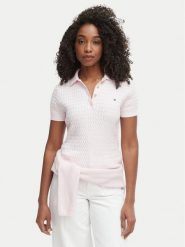 Tommy Hilfiger Sweter WW0WW41474 Różowy Regular Fit. Czerwone swetry damskie Tommy Hilfiger, xl, bez wzorów, z bawełny, bez kołnierzyka, bez ramiączek, bez kaptura. Za 529.99 zł.