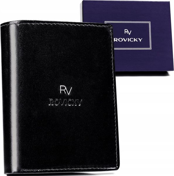 Rovicky Skórzany portfel męski wyposażony w system RFID - Rovicky NoSize. Portfele męskie ROVICKY, bez wzorów. Za 129.01 zł.