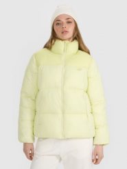 4F Kurtka puchowa z wypełnieniem syntetycznym damska - zielona S. Zielone kurtki sportowe damskie 4f, na zimę, s, bez wzorów, z dzianiny, bez kaptura. W wyprzedaży za 239.99 zł.