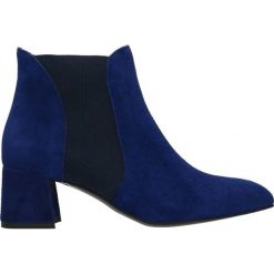 Sztyblety HIROMI. Niebieskie botki damskie Gino Rossi, ze skóry, eleganckie. W wyprzedaży za 349.90 zł.