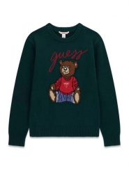 Guess Sweter H6BR01 Z1336 Zielony ciemny Regular Fit. Zielone swetry dla chłopców Guess, z aplikacjami, bez kołnierzyka, bez kaptura. Za 234.99 zł.