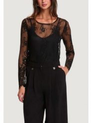 Morgan Bluzka 261-TCITY Czarny Regular Fit. Czarne koszule damskie Morgan, xs, bez wzorów, z syntetyku, bez kołnierzyka, bez ramiączek. Za 209.99 zł.