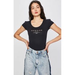 Morgan - Top. Białe t-shirty damskie Morgan, s, bez wzorów, z bawełny, casualowe, bez kołnierzyka. W wyprzedaży za 69.90 zł.