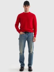 Sweter męski bawełniany czerwony Raidat 603. Czerwone swetry przez głowę męskie Big Star, l, bez wzorów, z bawełny, bez kołnierzyka. W wyprzedaży za 159.99 zł.