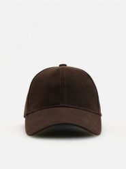 Czapka baseball - ciemnobrązowy. Brązowe czapki i kapelusze męskie Reserved, bez wzorów. Za 69.99 zł.