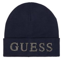 Czapka Guess. Niebieskie czapki i kapelusze damskie Guess, na zimę, z aplikacjami. Za 154.99 zł.
