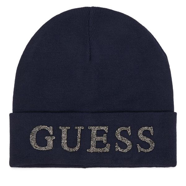 Czapka Guess. Niebieskie czapki i kapelusze damskie Guess, na zimę, z aplikacjami. Za 154.99 zł.