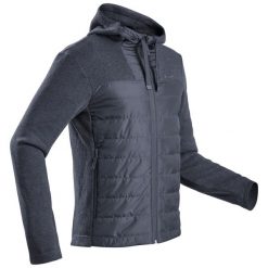 Bluza turystyczna męska z kapturem Quechua NH100 hybrydowa. Niebieskie bluzy męskie QUECHUA, l, bez wzorów, z dzianiny, z kapturem. Za 119.99 zł.