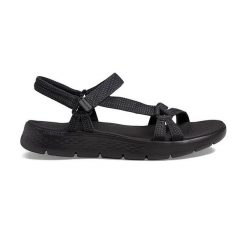 Buty do chodzenia damskie Skechers Bbk Go Walk Flex. Czarne sandały damskie Skechers, bez wzorów, z materiału, bez obcasa, bez zapięcia. Za 229.99 zł.