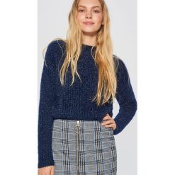 Sweter z drobnym splotem - Granatowy. Niebieskie swetry damskie Cropp, ze splotem. Za 69.99 zł.