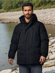 Kurtka puffer z kapturem - czarny. Czarne kurtki damskie Sinsay, l, bez wzorów, z kapturem. Za 119.99 zł.