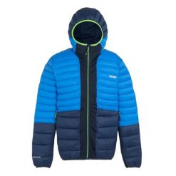 Kurtka z kapturem Regatta Leedre. Niebieskie kurtki sportowe męskie Regatta, bez wzorów, z puchu, trekkingowe. W wyprzedaży za 352.50 zł.