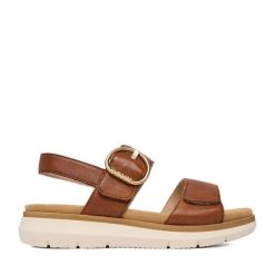 Sandały Remonte. Brązowe sandały damskie Remonte, bez wzorów, bez obcasa, na płaskiej podeszwie, bez zapięcia. Za 369.99 zł.