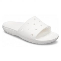Klapki damskie Crocs Classic Slide. Białe skarpety damskie Crocs, bez wzorów, z syntetyku. W wyprzedaży za 111.95 zł.