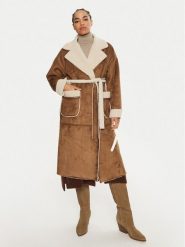 Dixie Kożuch K683K010A Brązowy Regular Fit. Brązowe płaszcze damskie Dixie, l, bez wzorów, z syntetyku, bez kaptura. Za 1,219.00 zł.
