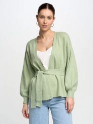 Kardigan damski miętowy Mady 300. Zielone swetry damskie Big Star, l, bez wzorów, retro, bez kołnierzyka, bez ramiączek, bez kaptura. W wyprzedaży za 49.99 zł.