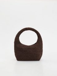 Pleciona torebka hobo - ciemnobrązowy. Brązowe torebki do ręki damskie Reserved, bez wzorów, bez dodatków. Za 149.99 zł.