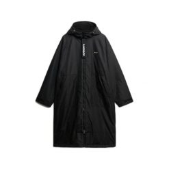 Płaszcz przeciwwiatrowy z kapturem Superdry. Czarne płaszcze męskie Superdry., uniwersalny, z aplikacjami, z materiału, z kapturem. Za 627.00 zł.