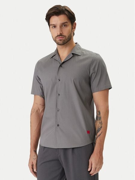 HUGO Koszula Ellino 50560584 Szary Relaxed Fit. Szare koszule męskie Hugo, l, bez wzorów, bez kołnierzyka, bez ramiączek. Za 399.99 zł.