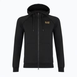 Bluza męska Emporio Armani EA7 Train Logo Series Extended Logo Hoodie Fz. Czarne bluzy męskie EA7 Emporio Armani, m, bez wzorów, z bawełny, bez kaptura. Za 419.99 zł.