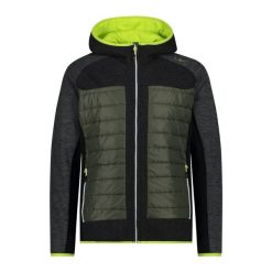 Kurtka polarowa z kapturem hybrydowa CMP. Czarne kurtki sportowe męskie CMP, na zimę, bez wzorów, z polaru, narciarskie. Za 548.50 zł.