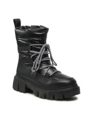 Jenny Fairy Trzewiki HY211257 Czarny. Czarne botki damskie Jenny Fairy, z materiału, bez obcasa, na płaskiej podeszwie, bez zapięcia. Za 107.98 zł.